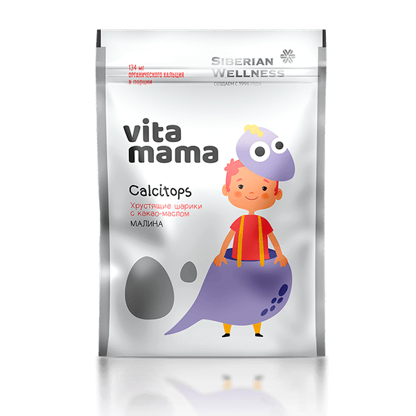 Изображение отсутствует.
			Купить Calcitops, хрустящие шарики с какао-маслом (малина) - Vitamama //  // 